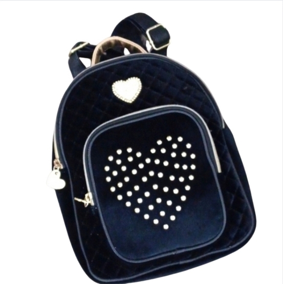 Betsey Johnson Velvet Heart Studded Mini Backpack (NWOT) - Picture 9 of 10